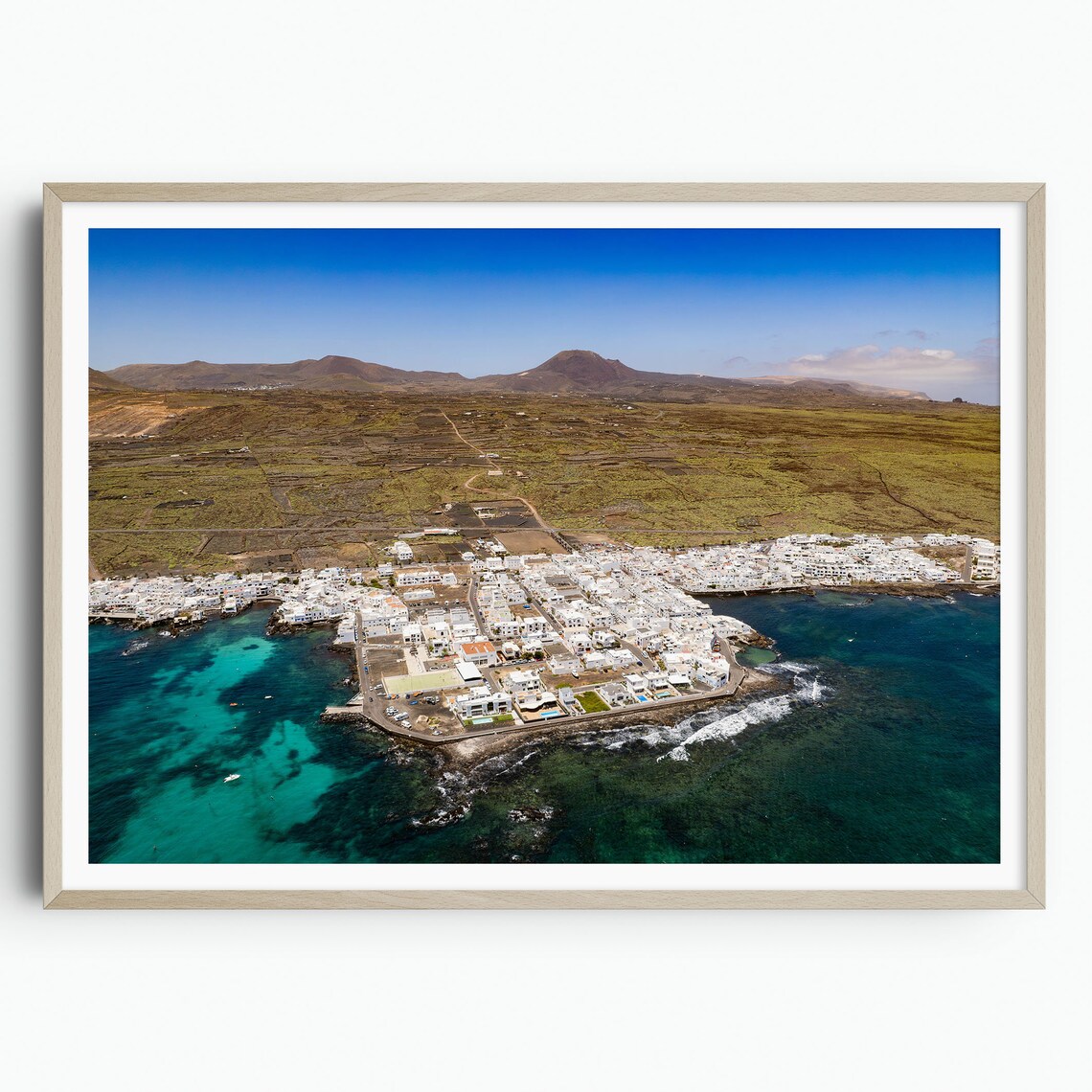 Punta Mujeres Coastal Village Aerial White Houses Lanzarote Poster