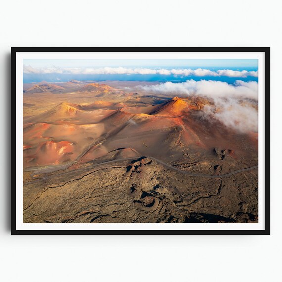 Lanzarote Print Canary Islands Print Lanzarote Travel Poster Lanzarote Wall Art Volcano Print Timanfaya Volcano Gift Volcanoes