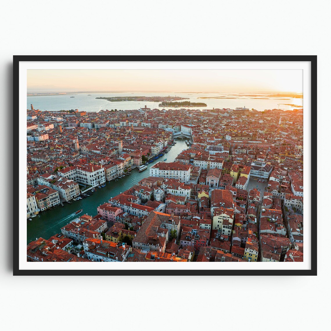Venice Rialto Bridge Sunrise Aerial Grand Canal Italy Poster