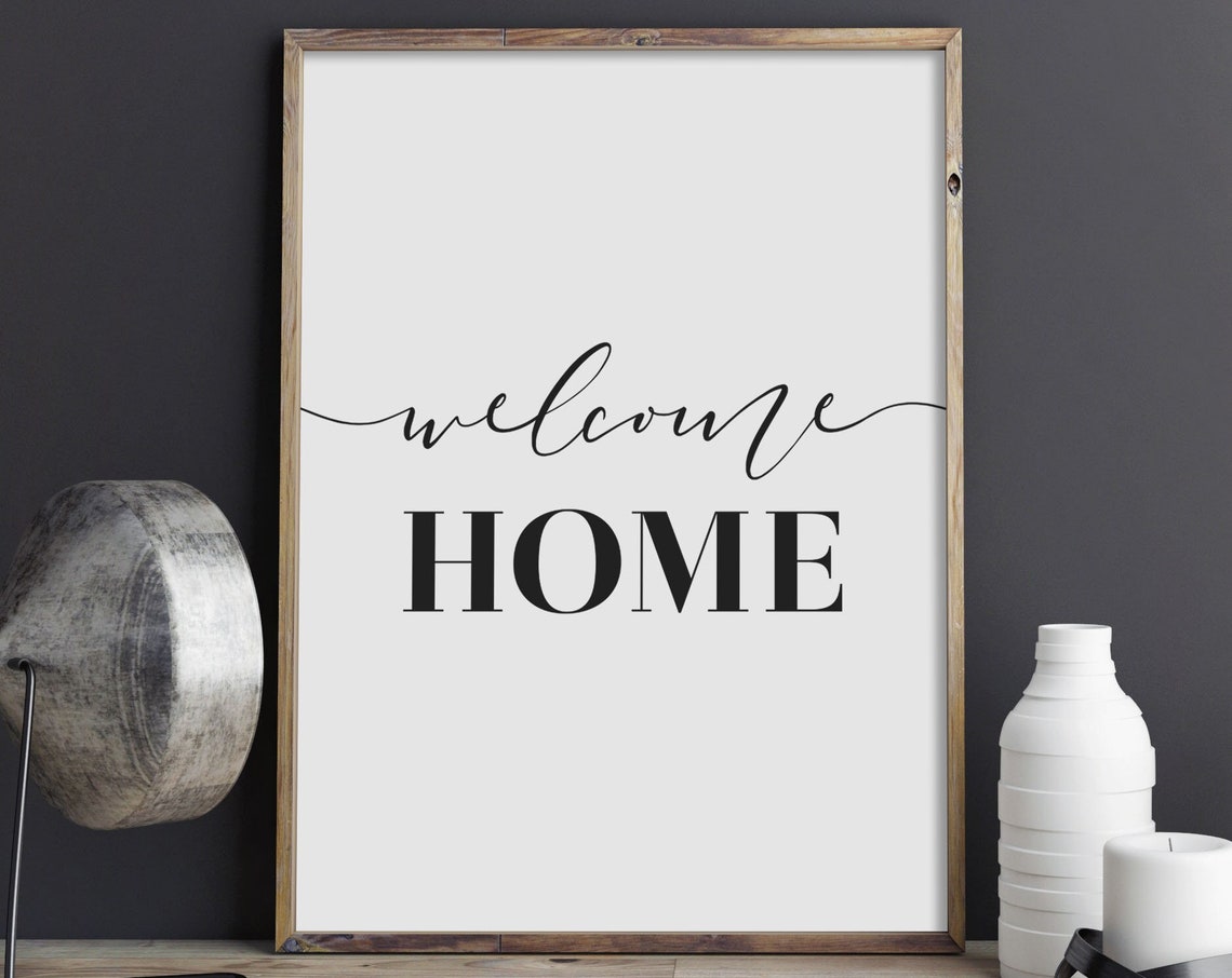 Welcome Home Entryway Script Serif Typography Housewarming Poster