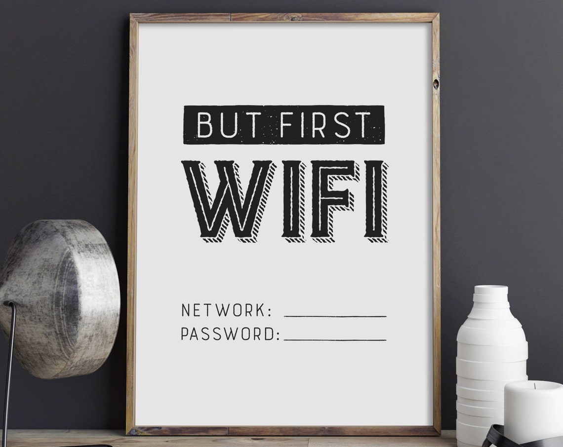 But First Wifi Fill In Network Password Guest Room Sign Poster