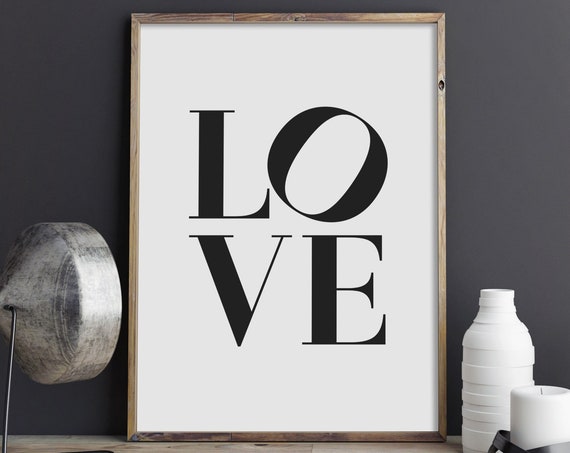 Love Minimalist Stacked Serif Typography Romantic Wall Decor Poster