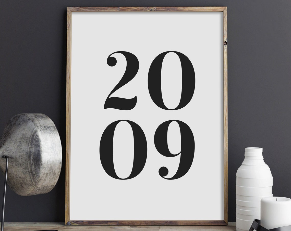 Custom Year 2009 Big Number Personalized Milestone Decor Wall Art