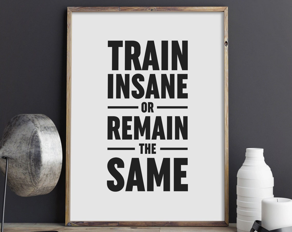 Train Insane Or Remain The Same Bold Fitness Gym Quote Poster