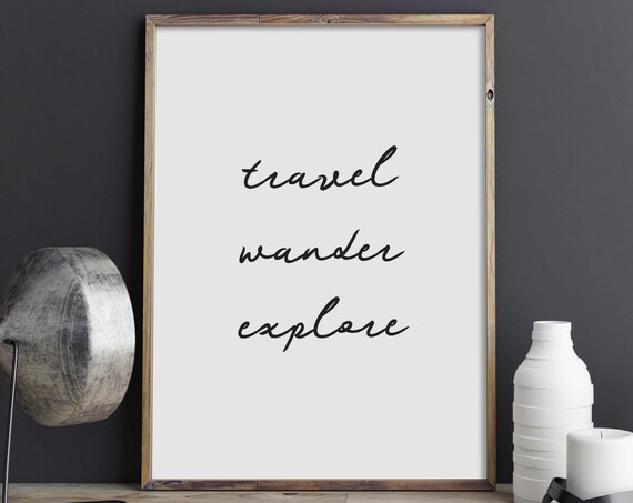 Travel Wander Explore Adventure Script Wanderlust Typography Poster