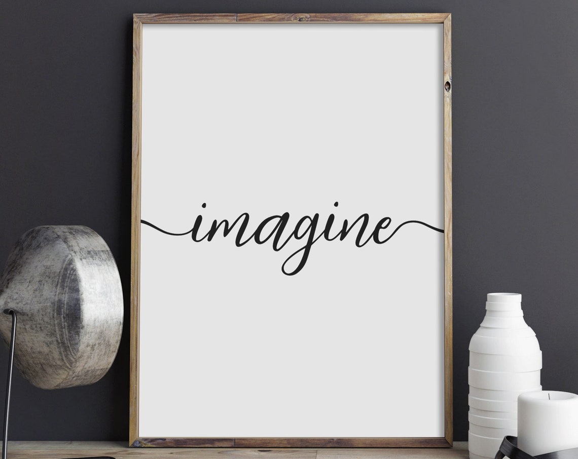 Imagine Single Line Script Word Minimalist Typography Poster