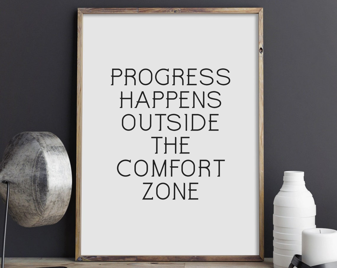 Progress Happens Outside The Comfort Zone Motivational Gym Poster