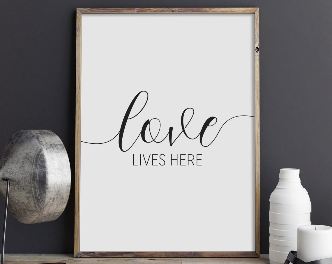 Love Lives Here Script Warm New Welcome Home Entryway Wall Art