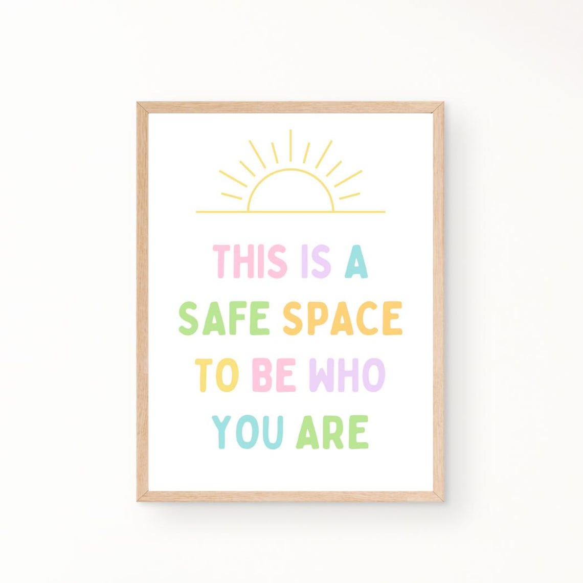 This Is A Safe Space Rainbow Pastel Therapy Office Quote Poster