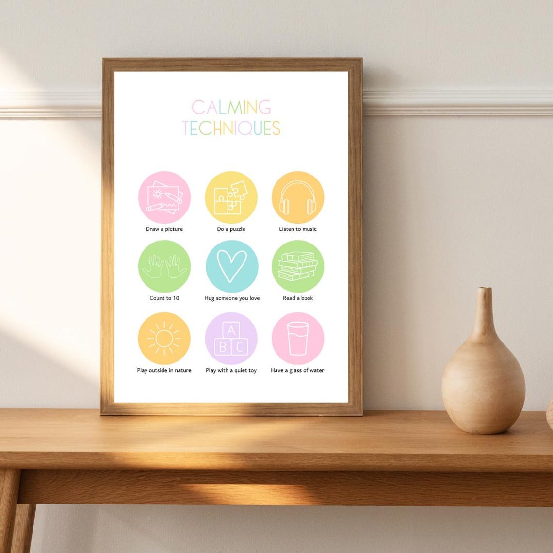 Calming Techniques For Kids Nine Icons Calm Corner Therapy Poster - Image 3