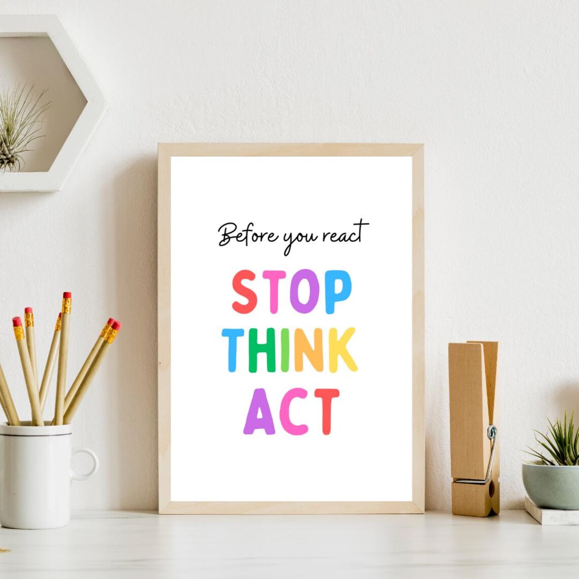 Before You React Stop Think Act Mindset Poster - Image 3
