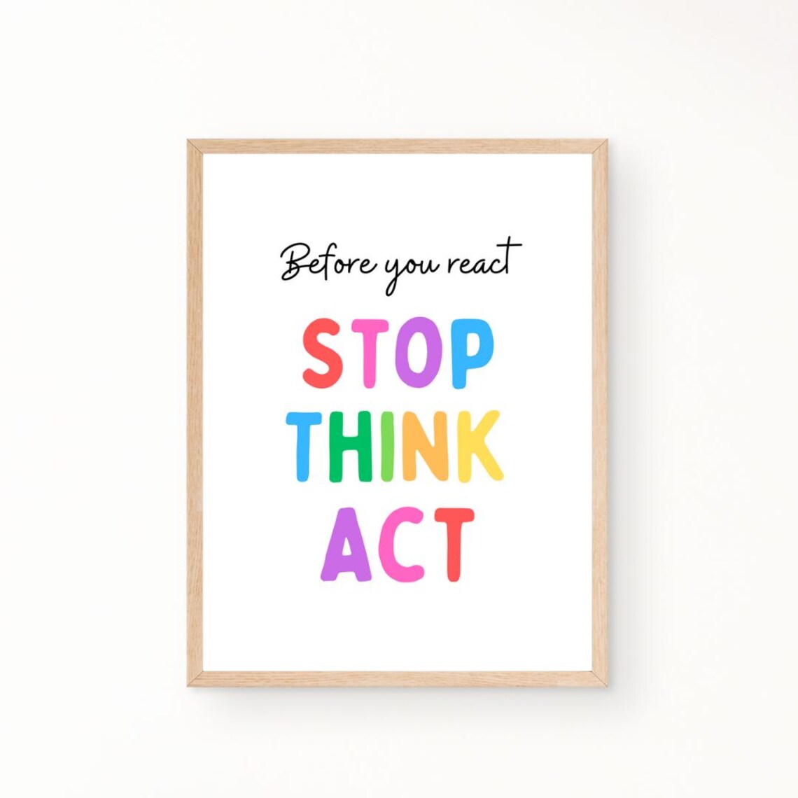 Before You React Stop Think Act Mindset Poster