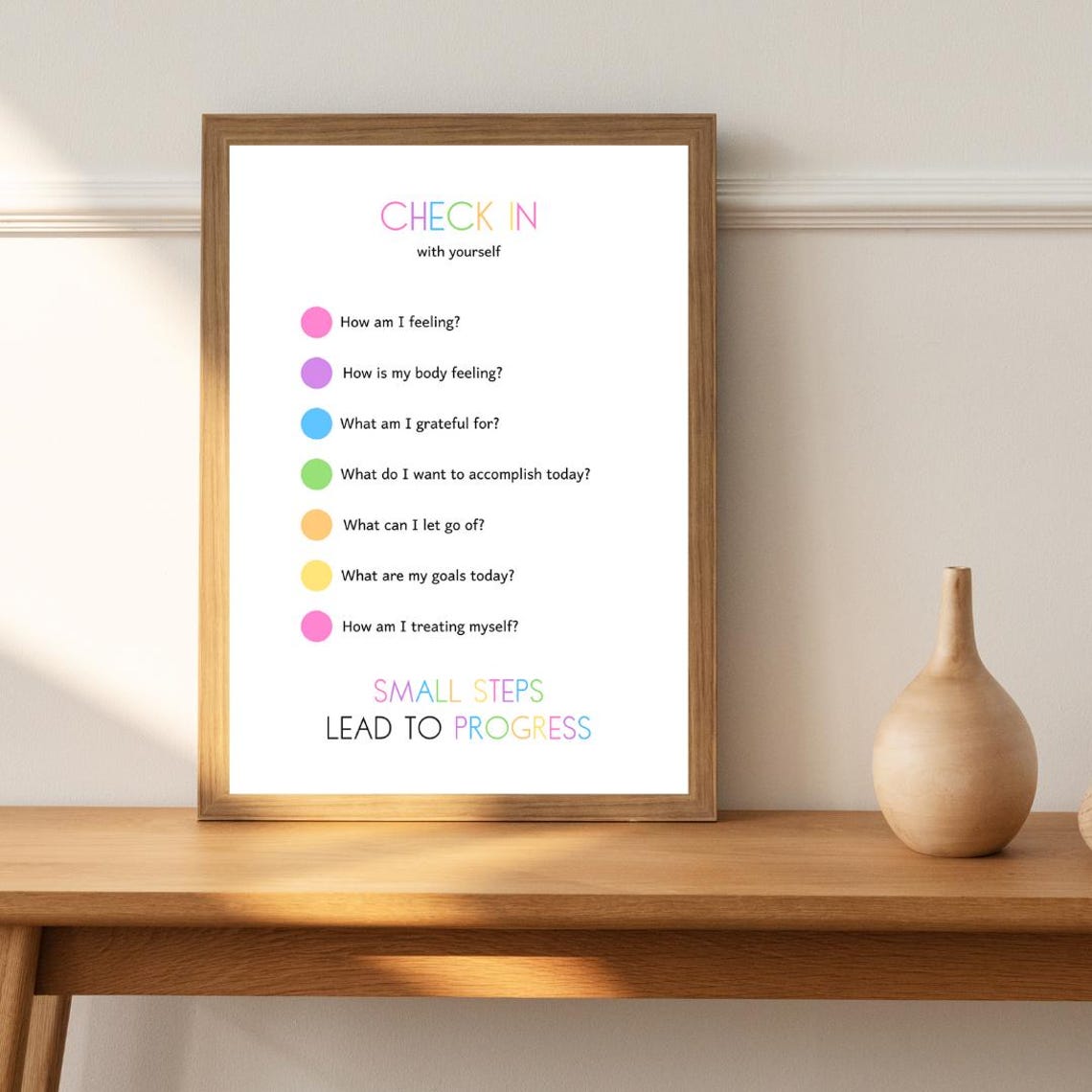 Check In With Yourself Small Steps Lead To Progress Pastel Poster - Image 2