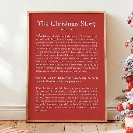 Christmas Story Nativity Print Bible Verse Wall Art