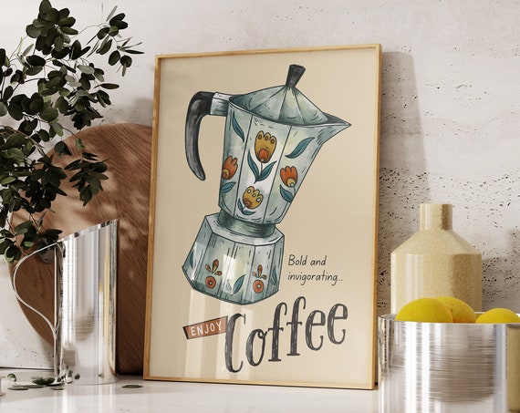Vintage Coffee Print Coffee Bar Wall Art Retro Coffee Art Print Coffee Pot Poster Coffee Print Coffee Art 1 Print