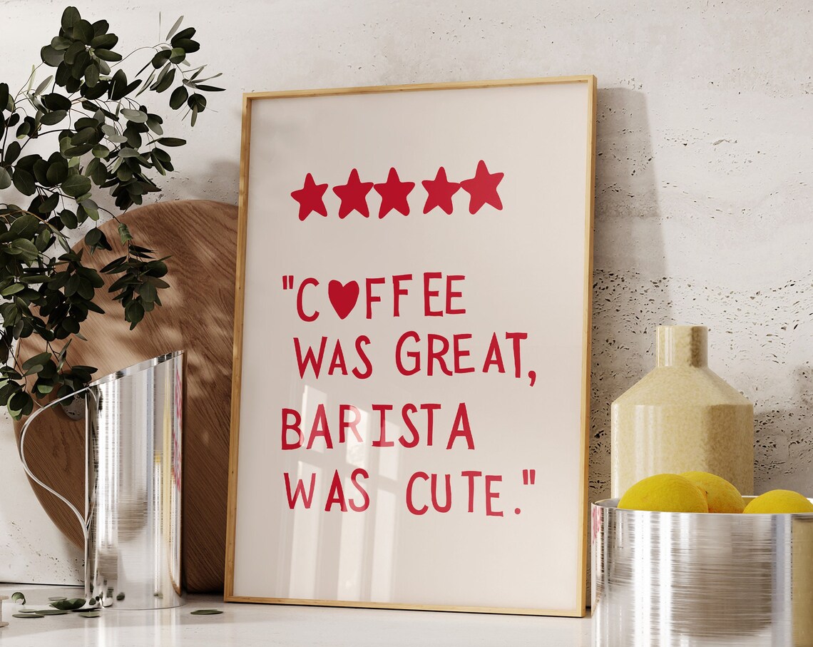 Five Star Coffee Review Minimalist Heart Art Print - Image 3