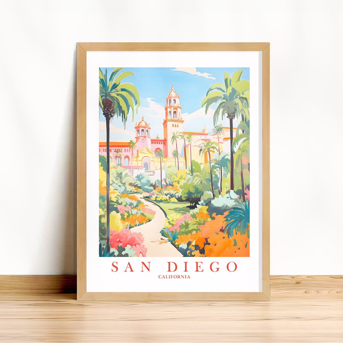 San Diego Retro Travel Poster, Balboa Park Print