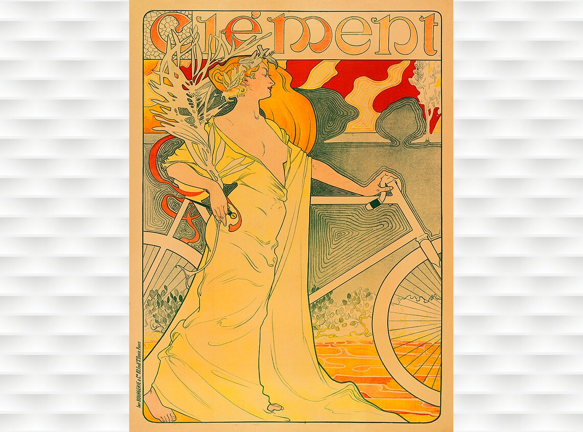 Vintage Clément Art Nouveau French Bicycle Advertising Poster