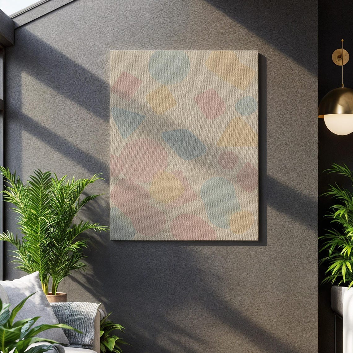 Soft Pastel Geometric Shapes Abstract Minimalist Canvas Art Poster
