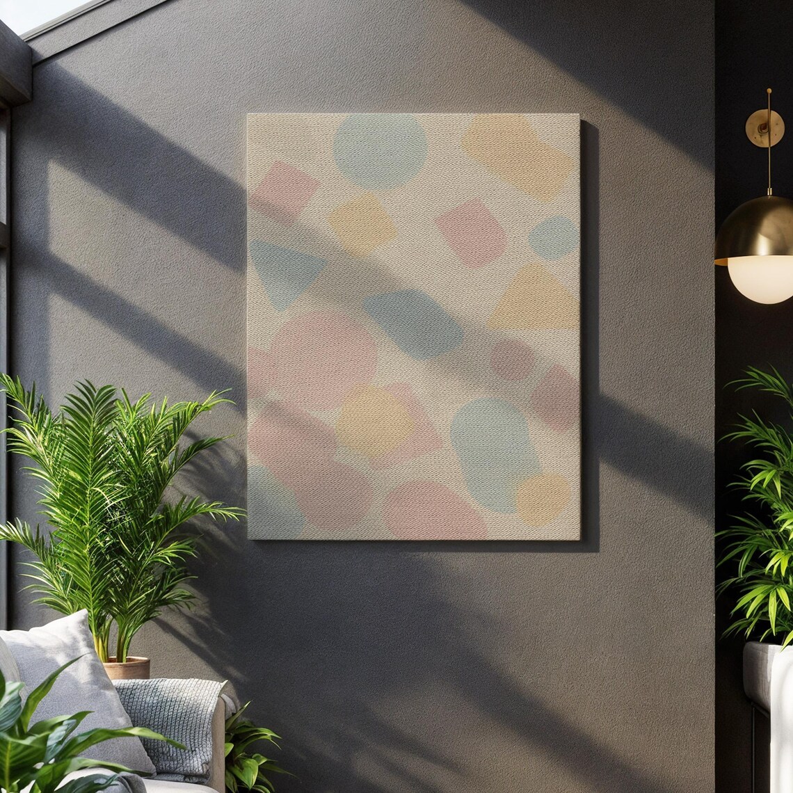 Soft Pastel Shapes Minimalist Geometric Harmony Subtle Form Expression Gentle Color Palette Scandi Home Ambiance Unique Gift Offering