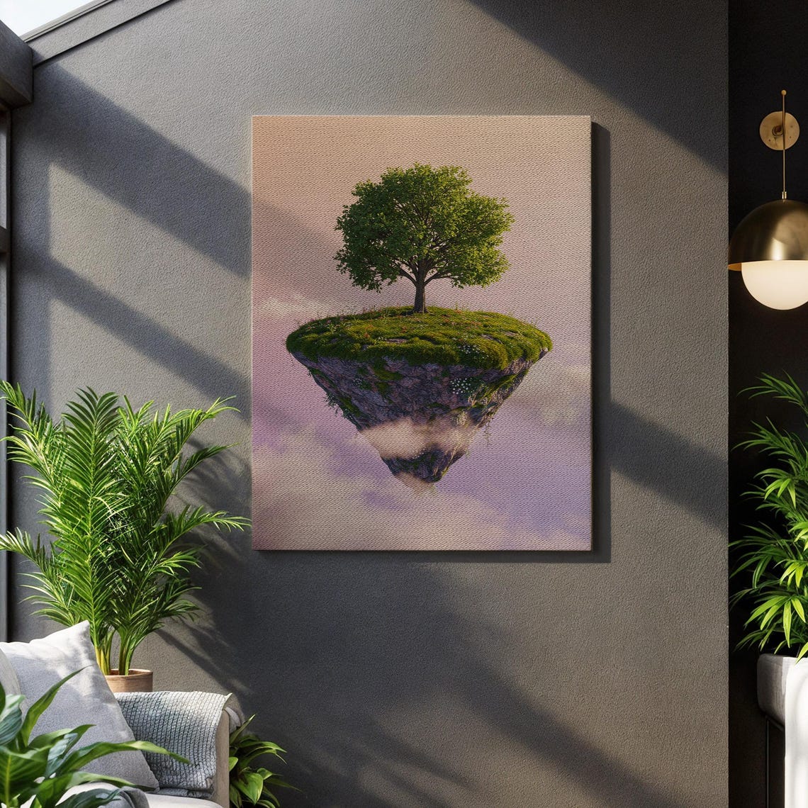 Floating Island Tree Wall Art Surreal Nature Fantasy Canvas Print Dreamy Cloud Landscape Poster Whimsical Artwork For Home Decor