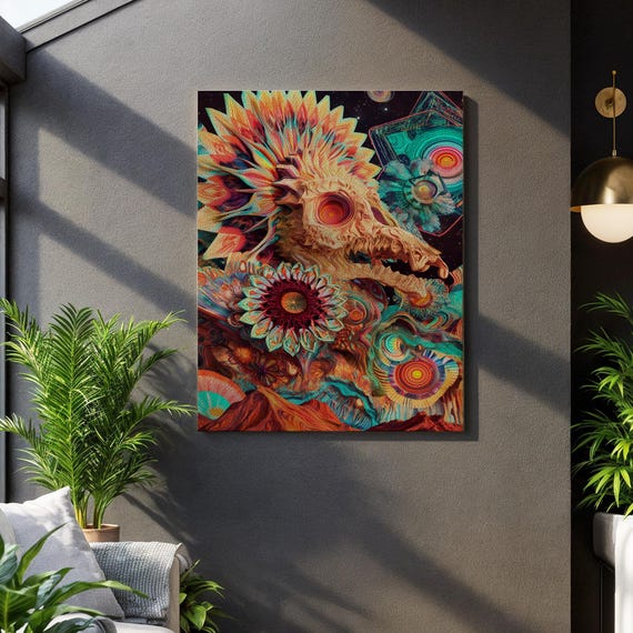 Surreal Woman Portrait Flower Hair Wall Decor Framed Maximalist Print Abstract Beauty Canvas Botanical Bird Art Feminine Gift