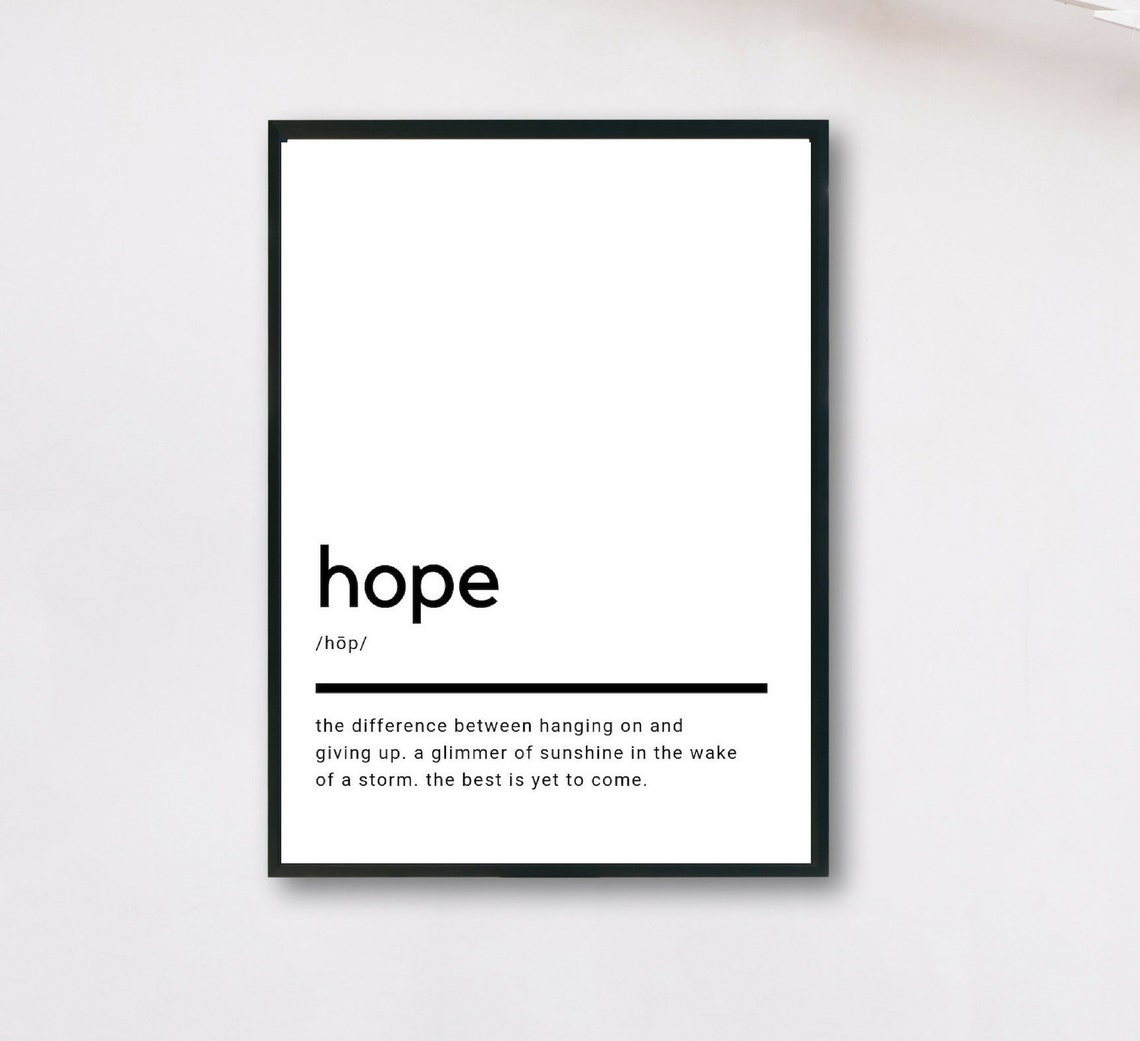 Hope Definition Print Minimalist Modern Inspirational Quote Art