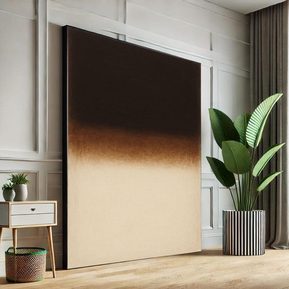 Mark Rothko Inspired Brown And Beige Canvas Bold Color Field Painting For Contemporary Living Room Decor Statement Piece