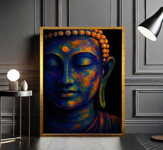 Colorful Buddha Canvas Art Psychedelic Zen Wall Print Modern Spiritual Decor Meditation Room Artwork Home