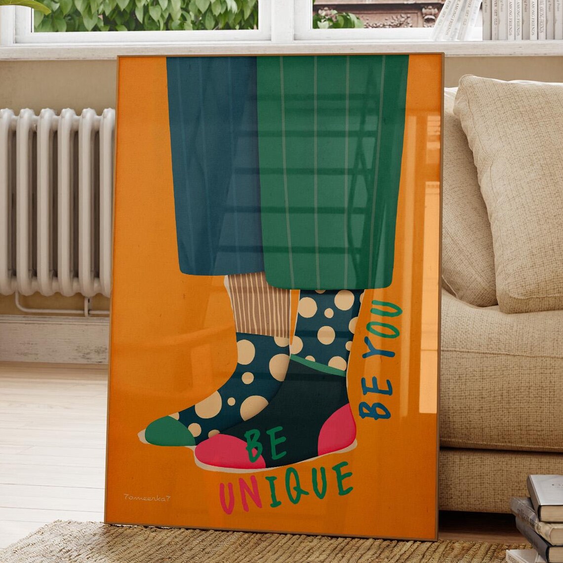 Colorful Socks Contemporary Orange Art Print - Image 4