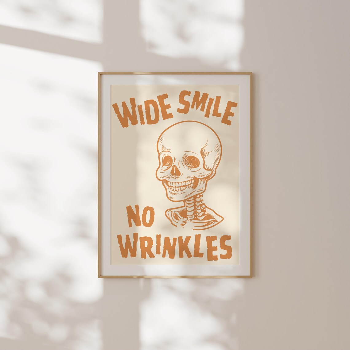 Wide Smile No Wrinkles Funny Halloween Skeleton Skull Poster - Image 2