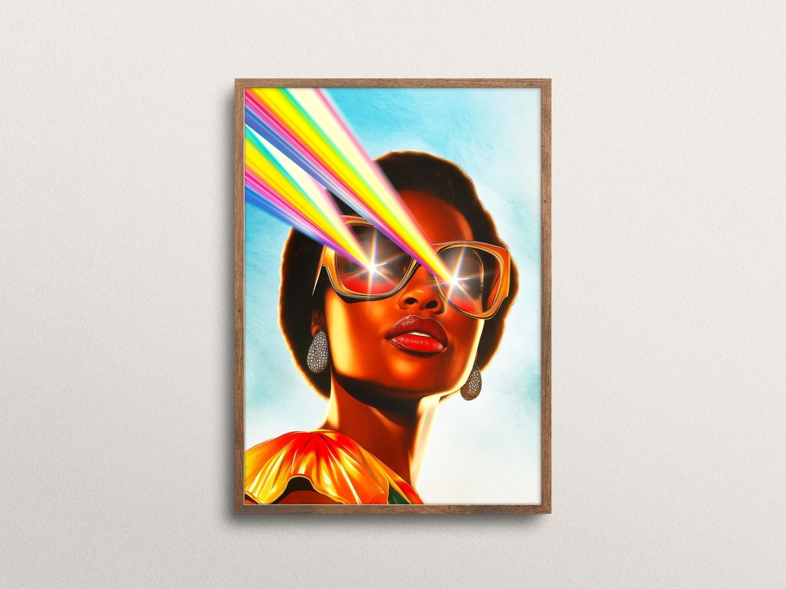 Open Your Eyes Rainbow Sunglasses Trippy Bold Vibrant Wall Art