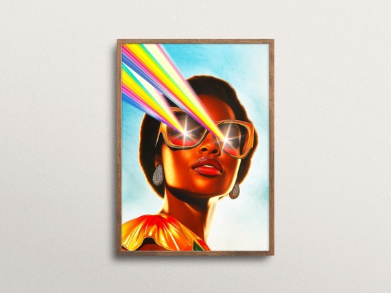 Open Your Eyes 2 Rainbow Art Vibrant Trippy Wall Collage Trippy Wall Art Collage Art Surreal Art Collage Art Vintage Wall Art