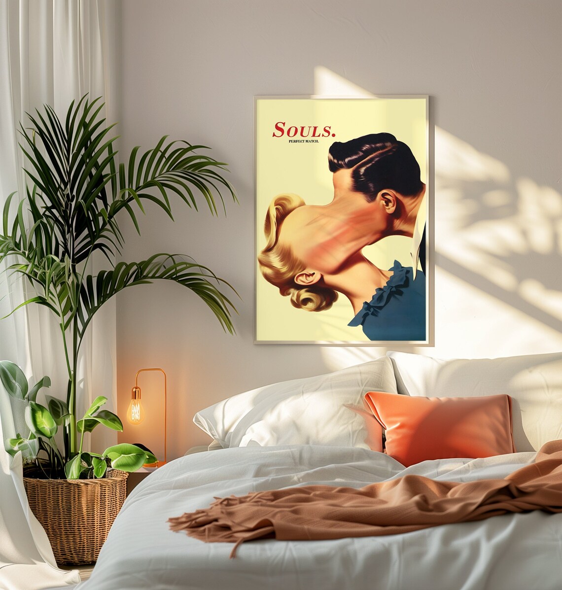 Soul Match Vintage Surreal Couple Art Print