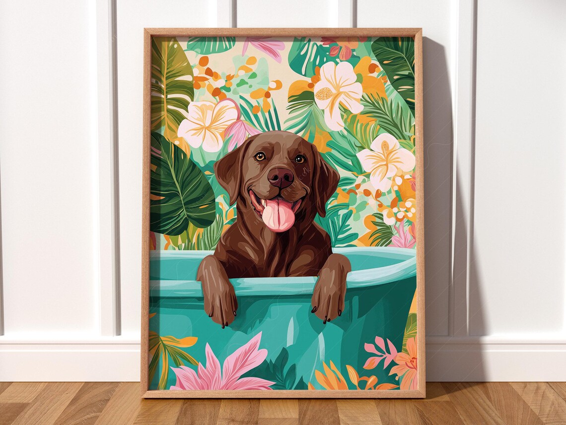 Chocolate Labrador Print, Funny Bathroom Decor
