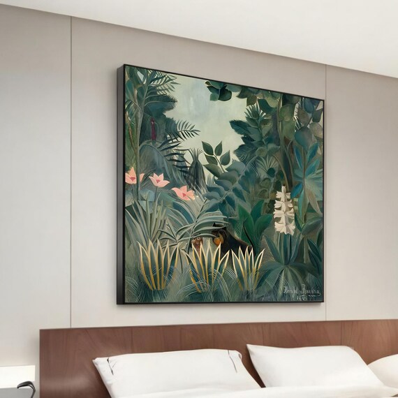 Henri Rousseau Exotic Jungle Painting Lush Foliage Art Poster