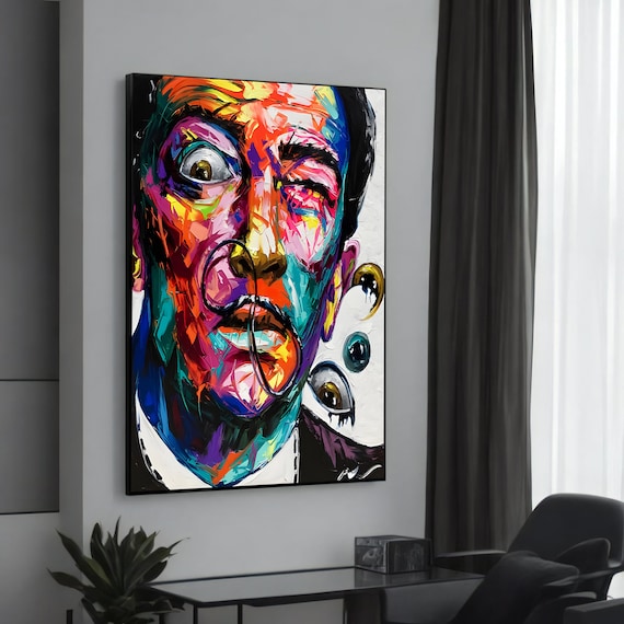 Surreal Banksy-Inspired Salvador Dal Portrait, Wall Art Print