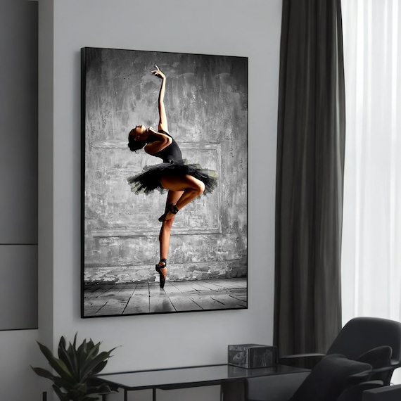 Poised Ballerina Canvas Art Elegant Wall Decor Framed Print Ready To Hang Danceinspired Home