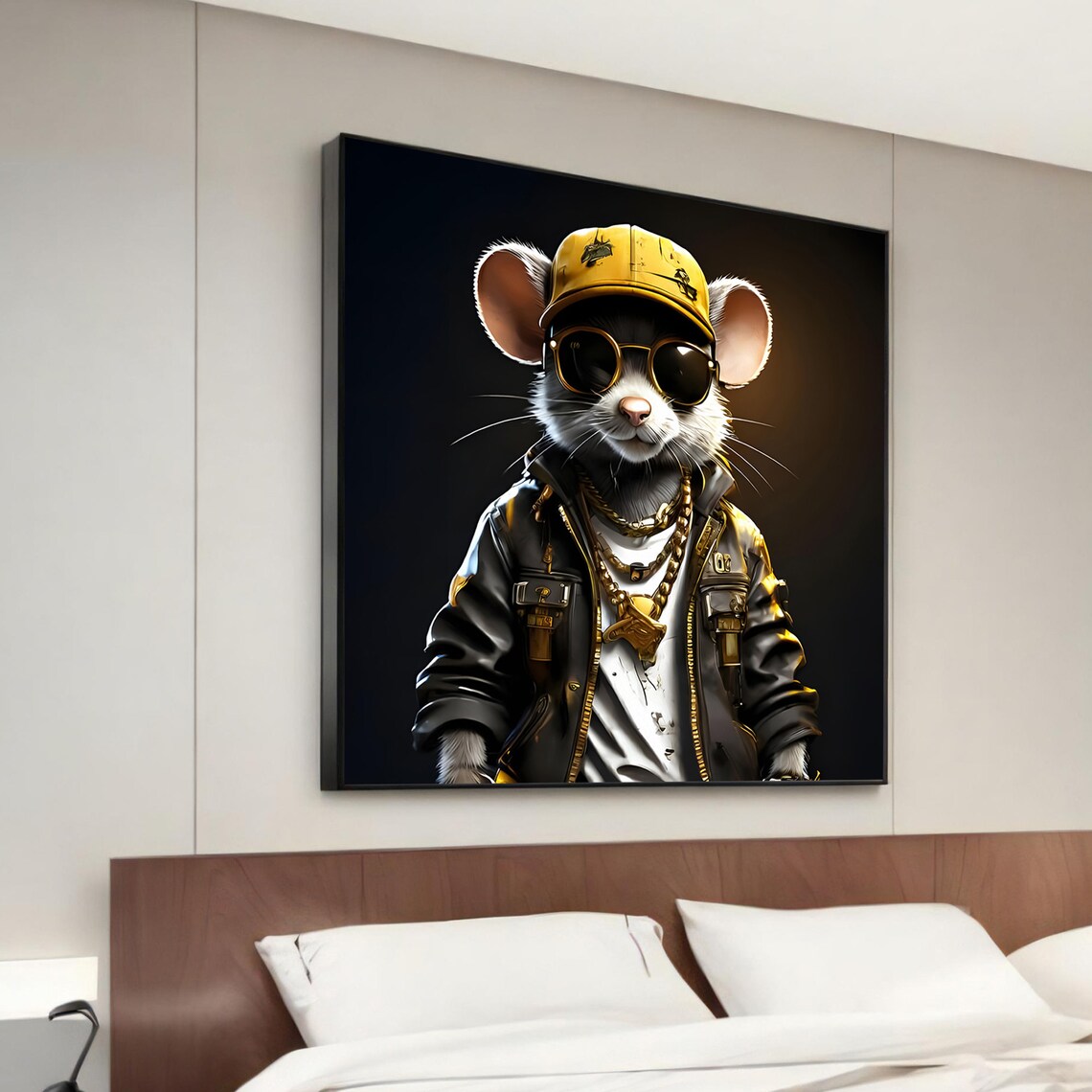 Hip Hop Mouse Sunglasses Gold Chain Cool Animal Artwork Poster
