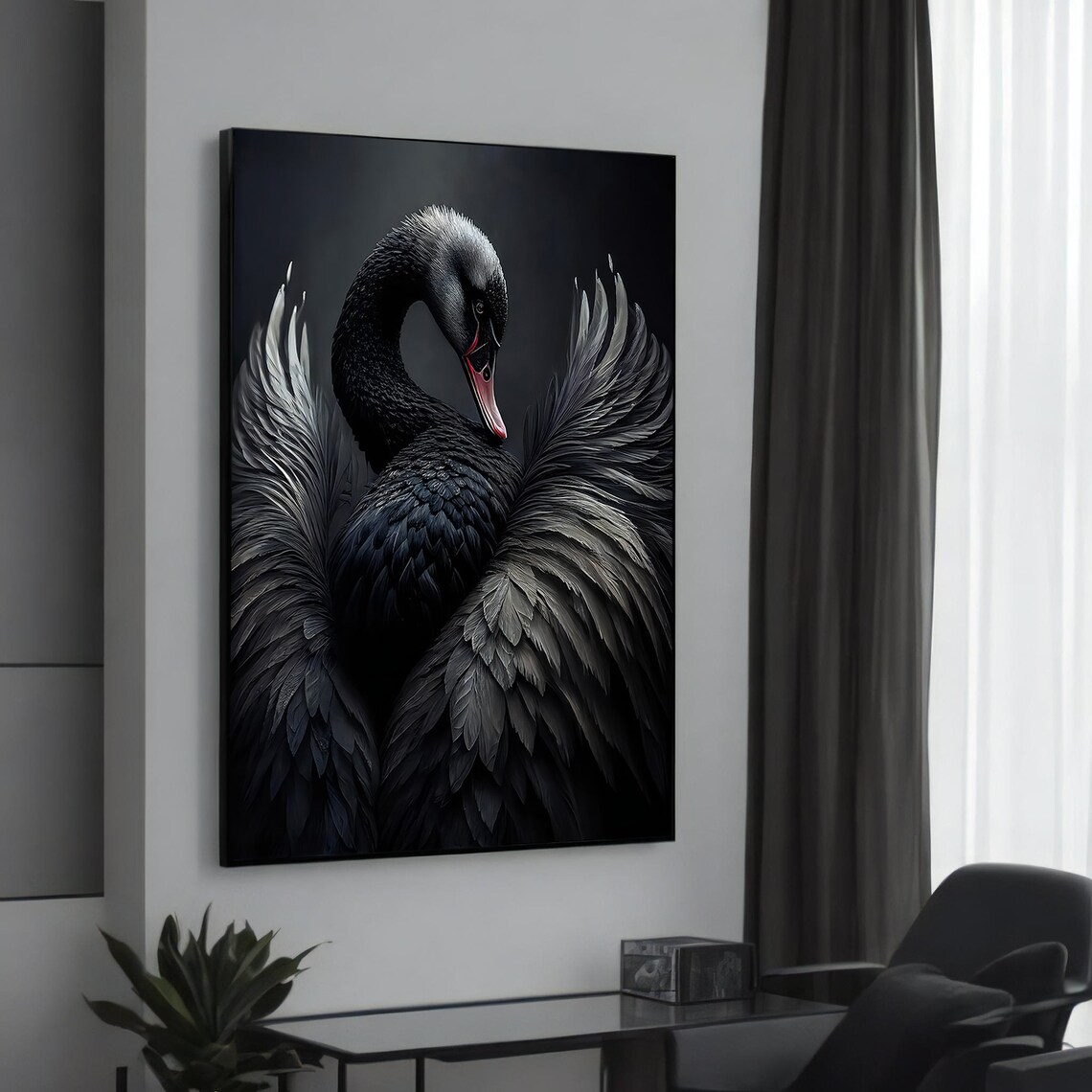 Black Swan Art Print, Sophisticated Animal Decor