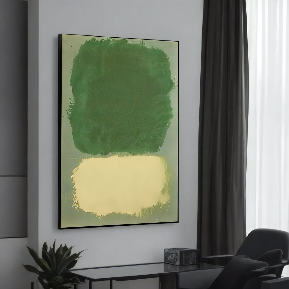Green And Cream Minimalist Abstract Color Field Soft Modern Calm Art Poster