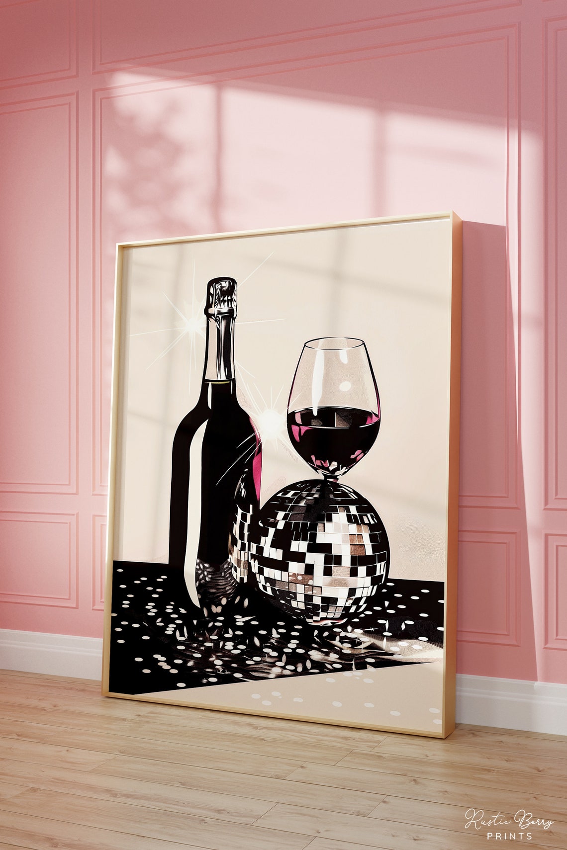 Champagne Disco Ball Celebration Confetti Glam Party Decor Poster