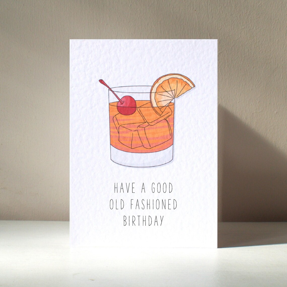 Old Fashioned Cocktail Glass Have A Good Birthday Card Poster