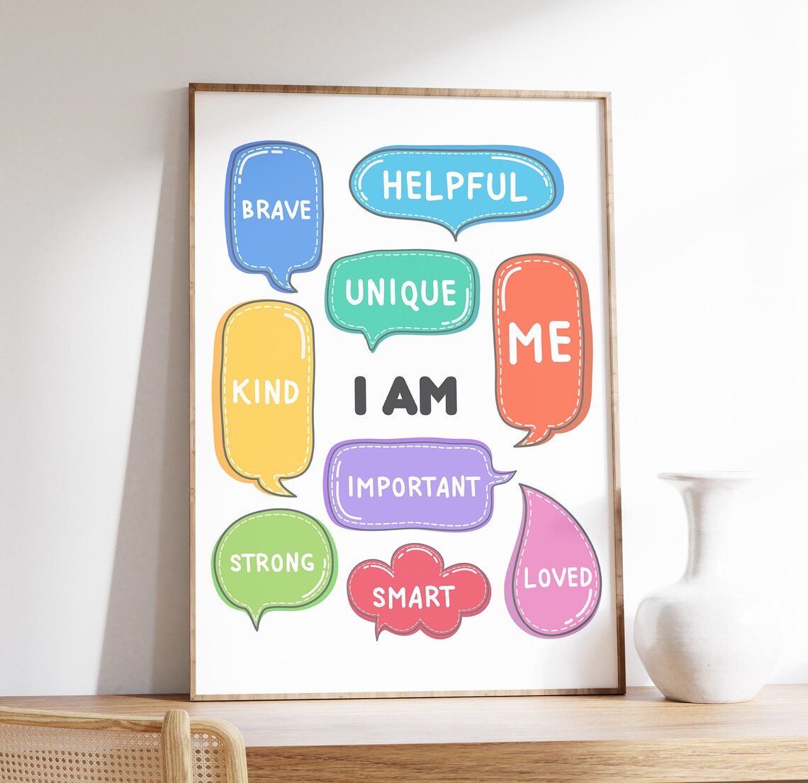 I Am Affirmations Poster for Kids, Playroom Decor