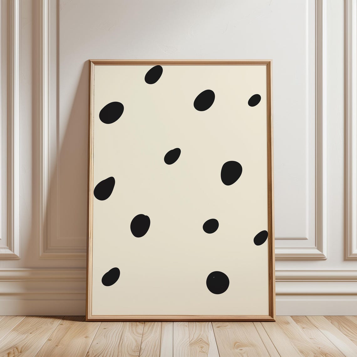 Dalmatian Spot Pattern Cream Background Minimalist Dog Wall Art