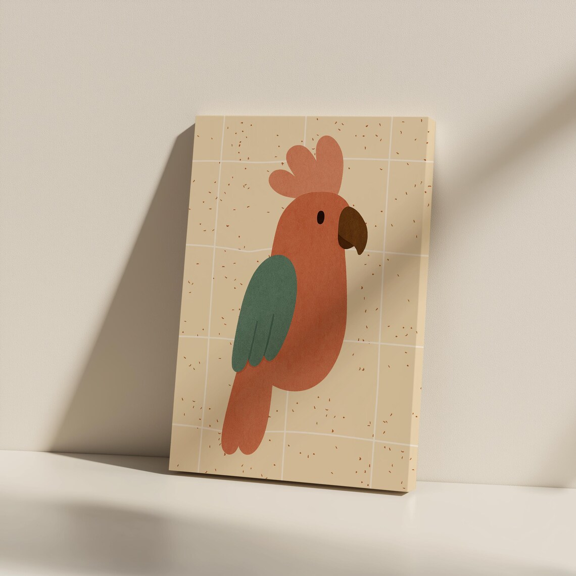Terracotta Parrot Minimalist Tropical Bird Nursery Art Poster