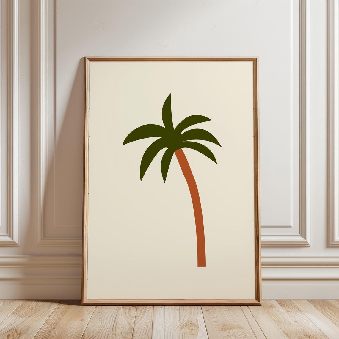 Minimalist Green Palm Tree Tropical Boho Summer Beach Art Poster