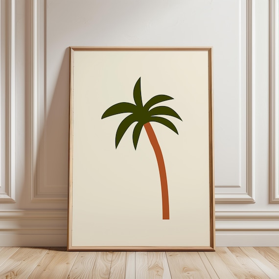 Minimalist Palm Tree Print Tropical Beach Art