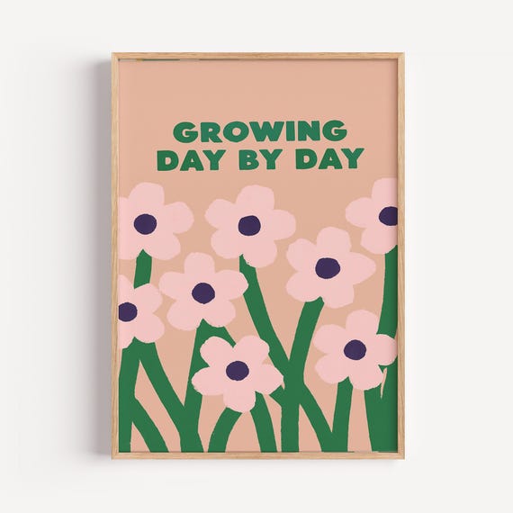 Floral Nursery Art Print Inspirational Pink Flower Quote