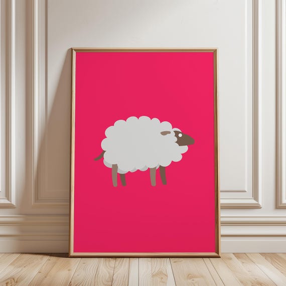 Cute Sheep Poster Playful Animal Wall Art Print Whimsical Farm Decor Rolled Posters
